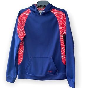 Boombah S Blue Pink Leopard Hoodie Kangaroo Pocket Softball Sweatshirt